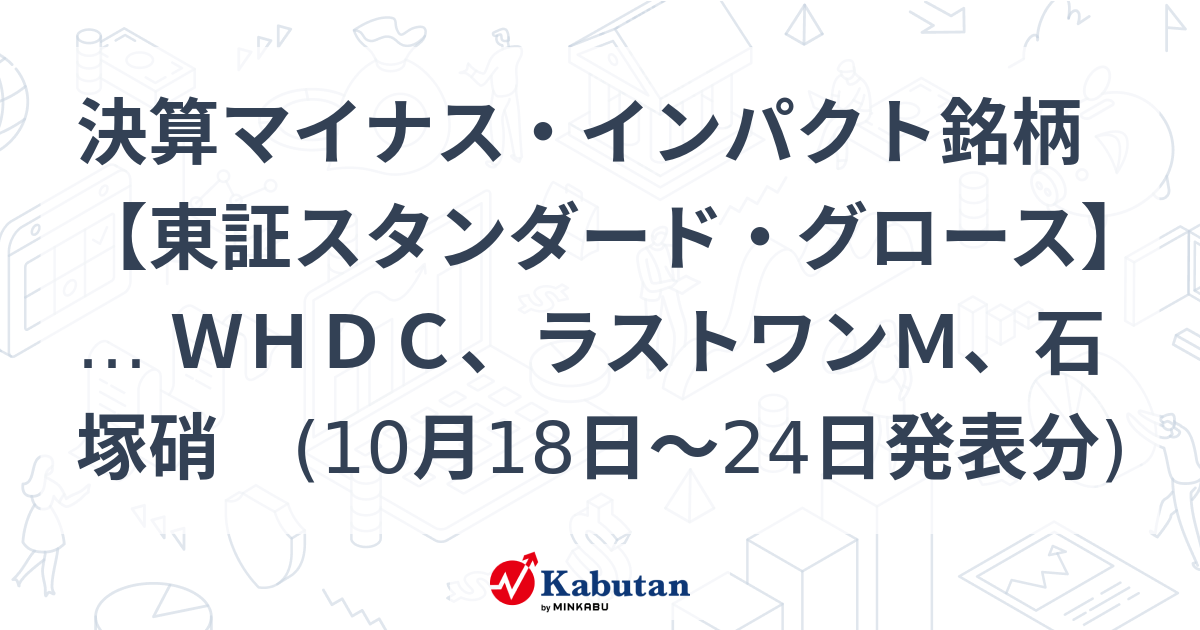 決算マイナス・インパクト銘柄 【東証スタンダード・グロース】 … WHDC、ラストワンM、石塚硝 (10月18日～24日発表分) | 特集 ...