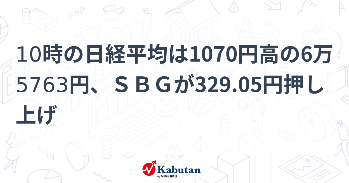 10時の日経平均は1070円高の6万5763円、SBGが329.05円押し上げ | 市況 - 株探ニュース