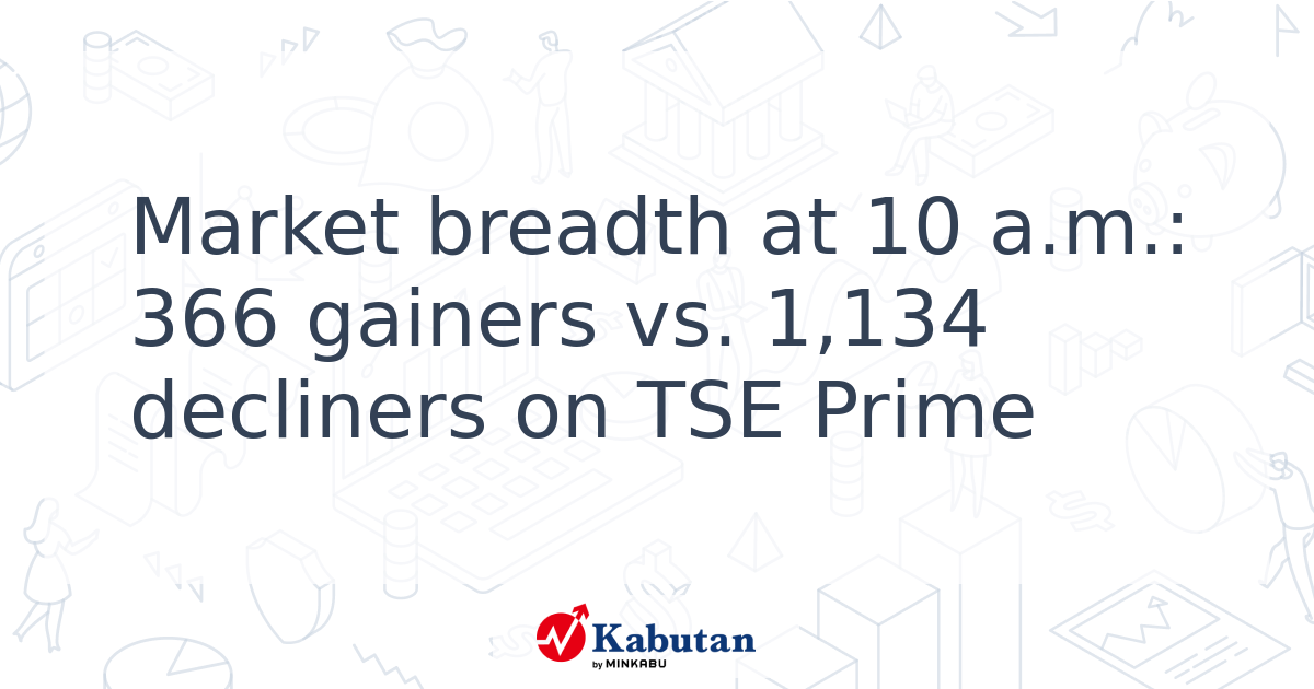 Market breadth at 10 a.m.: 366 gainers vs. 1,134 decliners on TSE Prime ...